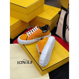 Fendi Fashion Silk Cowhide Casual Sneakers For Men And Women Orange
