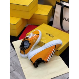 Fendi Fashion Silk Cowhide Casual Sneakers For Men And Women Orange