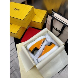 Fendi Fashion Silk Cowhide Casual Sneakers For Men And Women Orange