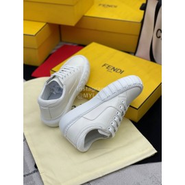 Fendi Fashion Silk Cowhide Casual Sneakers White For Men And Women 