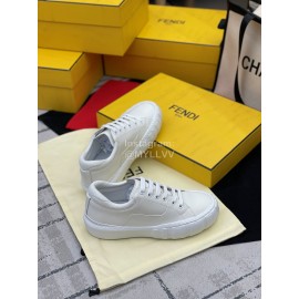 Fendi Fashion Silk Cowhide Casual Sneakers White For Men And Women 