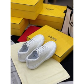 Fendi Fashion Silk Cowhide Casual Sneakers White For Men And Women 