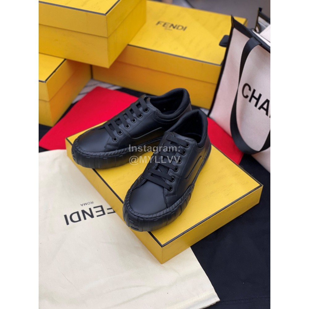 Fendi Fashion Silk Cowhide Casual Sneakers Black For Men And Women 