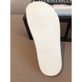 Fendi Lace Weaving Cross Flat Slippers For Women White