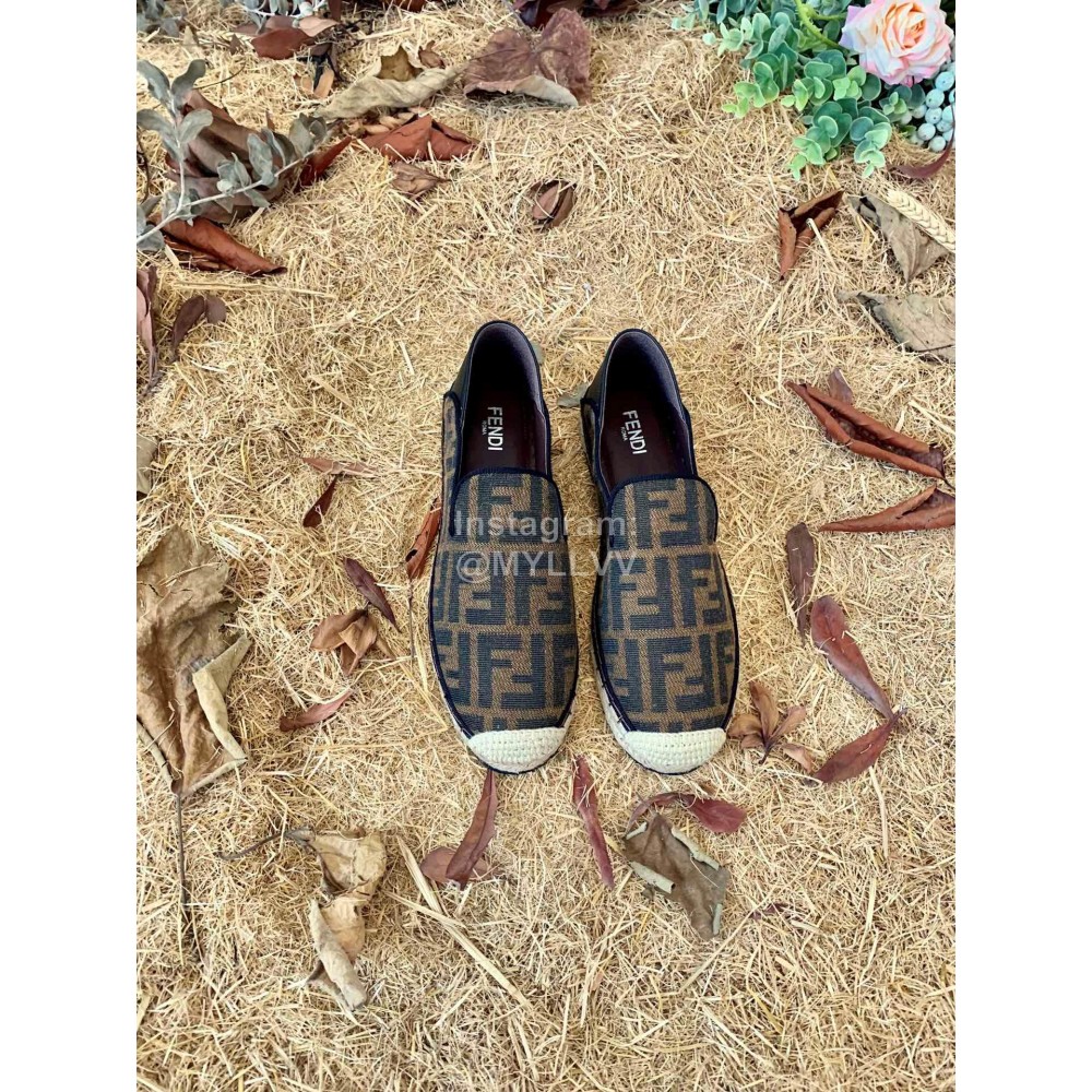 Fendi Fashion Letter Printed Canvas Loafers For Men And Women
