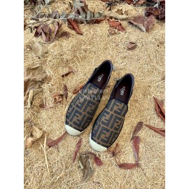 Fendi Fashion Letter Printed Canvas Loafers For Men And Women