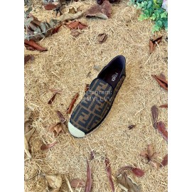 Fendi Fashion Letter Printed Canvas Loafers For Men And Women