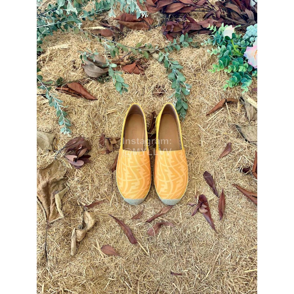 Fendi Fashion Letter Printed Canvas Loafers For Men And Women Yellow