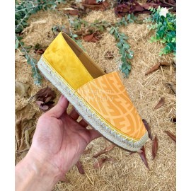 Fendi Fashion Letter Printed Canvas Loafers For Men And Women Yellow
