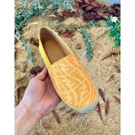Fendi Fashion Letter Printed Canvas Loafers For Men And Women Yellow
