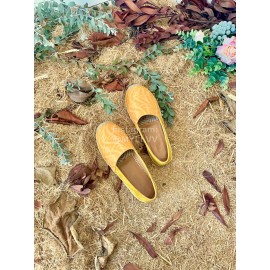 Fendi Fashion Letter Printed Canvas Loafers For Men And Women Yellow