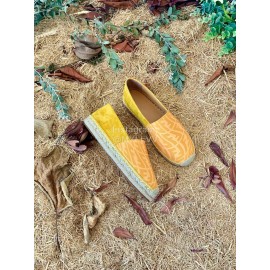 Fendi Fashion Letter Printed Canvas Loafers For Men And Women Yellow