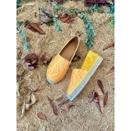 Fendi Fashion Letter Printed Canvas Loafers For Men And Women Yellow
