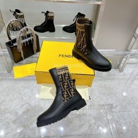 Fendi Fashion Leather Knitted Martin Boots For Women 