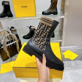 Fendi Fashion Leather Knitted Martin Boots For Women 