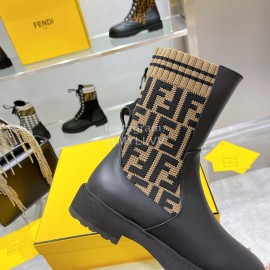 Fendi Fashion Leather Knitted Martin Boots For Women 