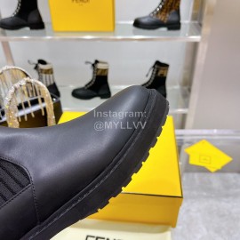 Fendi Fashion Leather Knitted Martin Boots Black For Women 