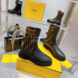 Fendi New Leather Knitted Martin Boots For Women 