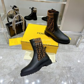 Fendi New Leather Knitted Martin Boots For Women 