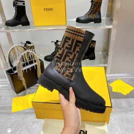 Fendi New Leather Knitted Martin Boots For Women 