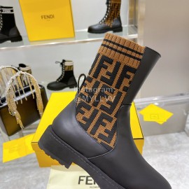 Fendi New Leather Knitted Martin Boots For Women 