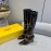 Fendi Patent Leather High Heeled Long Boots For Women Black