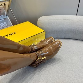 Fendi Fashion Patent Leather Long Boots For Women Brown