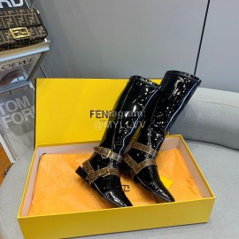 Fendi Fashion Patent Leather Long Boots For Women Black