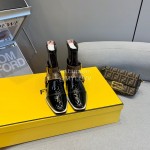 Fendi Fashion Patent Leather Short Boots For Women Black