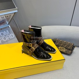 Fendi Fashion Patent Leather Short Boots For Women Black