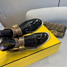 Fendi Fashion Patent Leather Short Boots For Women Black