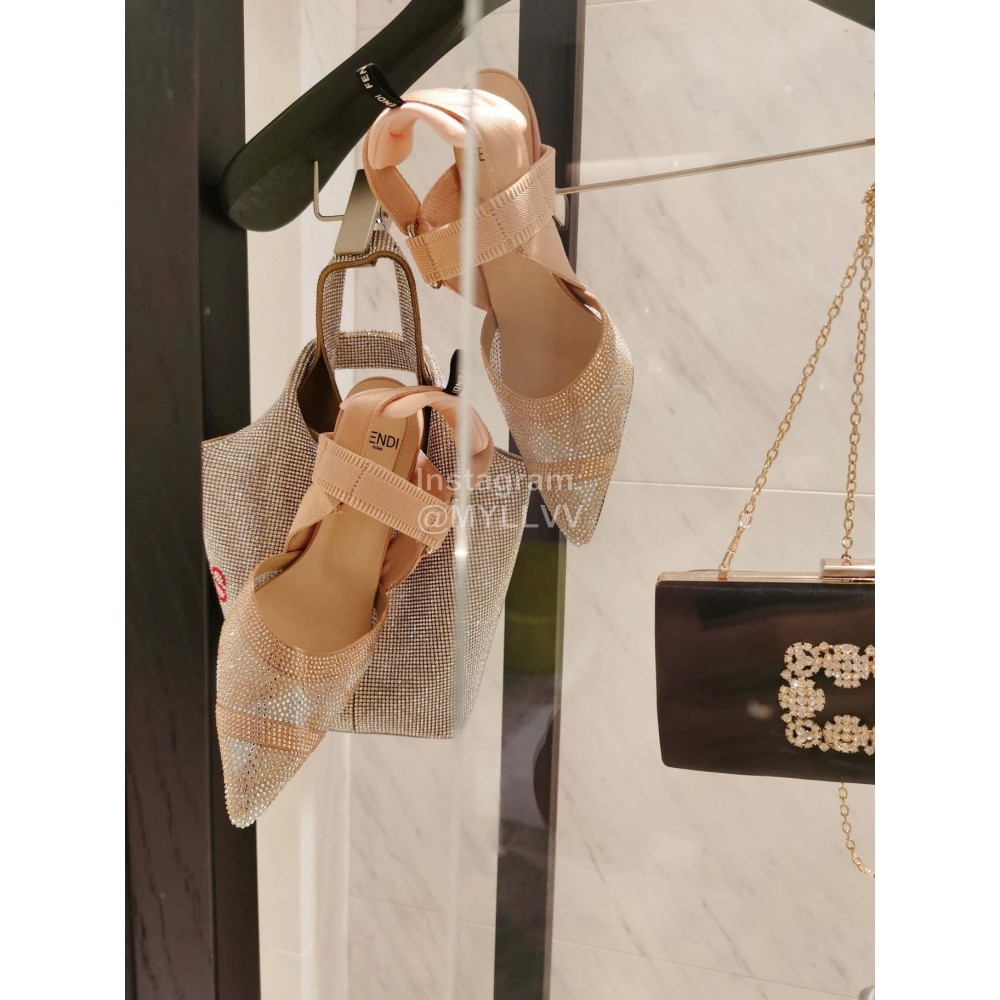 Fendi Diamond Mesh Pointed High Heels For Women 