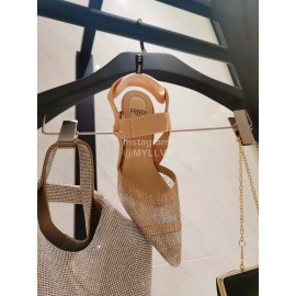 Fendi Diamond Mesh Pointed High Heels For Women 