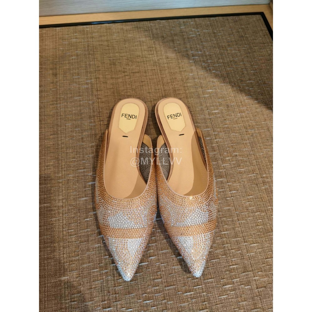 Fendi Diamond Mesh Pointed Flat Heels For Women 