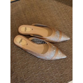 Fendi Diamond Mesh Pointed Flat Heels For Women 