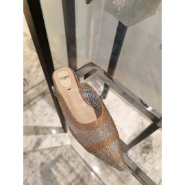 Fendi Diamond Mesh Pointed Flat Heels For Women 