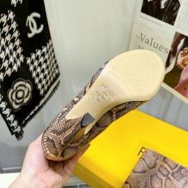 Fendi Python Leather High Heeled Long Boots For Women Brown
