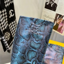 Fendi Python Leather High Heeled Long Boots For Women Blue