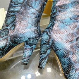 Fendi Python Leather High Heeled Long Boots For Women Blue