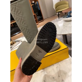 Fendi Autumn Winter Leather Long Boots For Women Gray