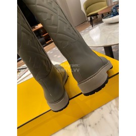 Fendi Autumn Winter Leather Long Boots For Women Gray