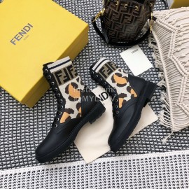 Fendi Autumn And Winter Leather Lace Up Boots For Women