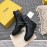 Fendi Autumn And Winter Leather Lace Up Boots For Women Gray