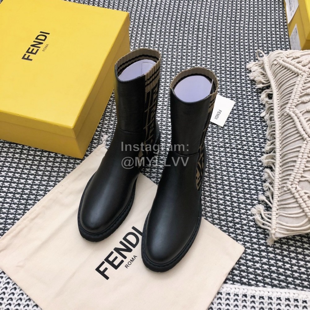 Fendi Autumn And Winter Leather Short Boots For Women 