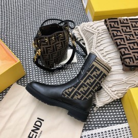 Fendi Autumn And Winter Leather Short Boots For Women 