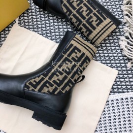 Fendi Autumn And Winter Leather Short Boots For Women 