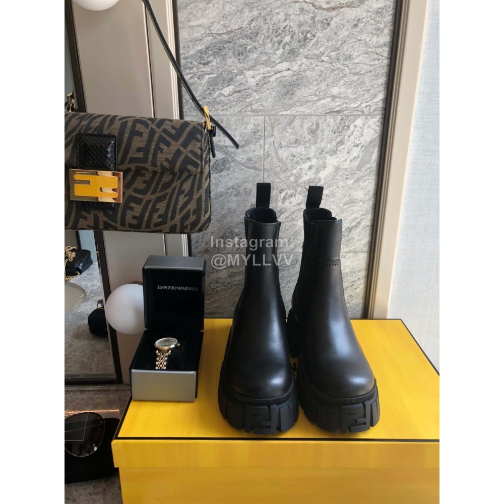 Fendi New Chelsea Boots With Thick Soles For Women Black