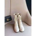 Fendi Fashion Autumn And Winter White Leather Boots For Women 