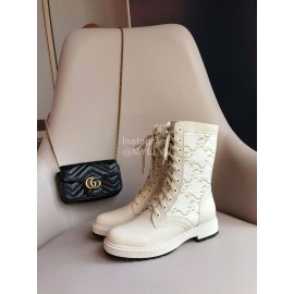 Fendi Fashion Autumn And Winter White Leather Boots For Women 