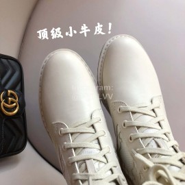 Fendi Fashion Autumn And Winter White Leather Boots For Women 